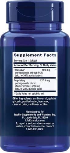Miniatura 2 de Life Extension Granada completa, extracto de fruta, flor, extracto de aceite de semilla, salud cardiovascular, apoyo antioxidante, suplemento