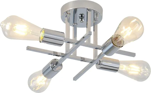 Miniatura 10 de EGM Lámpara de techo semiempotrada dorada, lámpara de cocina moderna de 4 luces con base E26, lámpara de techo para dormitorio, candelabro Sputnik