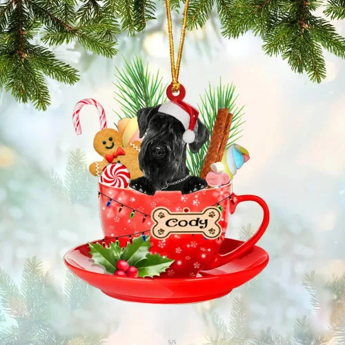 Miniatura 30 de NAZENTI Adorno personalizado de Alaskan Malamute en taza roja, adorno de Navidad personalizado para perros amantes de las mascotas, colgante