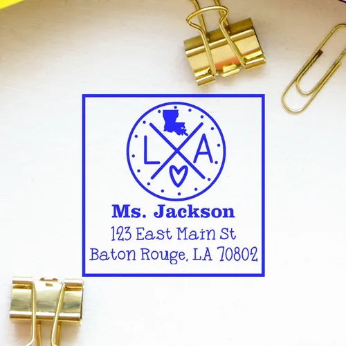 Miniatura 95 de Sello entintado moderno con nombre y dirección del estado de Alabama – Sello de dirección de devolución personalizado para invitaciones de despedida