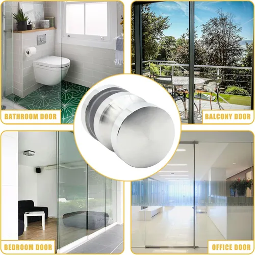 Miniatura 5 de Paquete de 2 Manijas de Puerta de Vidrio de Ducha, Pomo de Acero Inoxidable para Puertas de Ducha Tirador de Un Solo Lado Hardware para Puertas