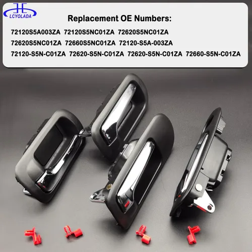Miniatura 5 de 4 piezas de manijas interiores para puertas para Honda Civic 2001 2002 2003 2004 2005, para puerta delantera, puerta trasera, lado izquierdo