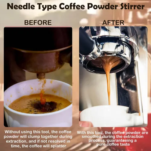 Miniatura 5 de 2 herramientas de distribución de espresso, herramienta agitadora de espresso con mango de madera natural y base, agitadores de café expreso de 5