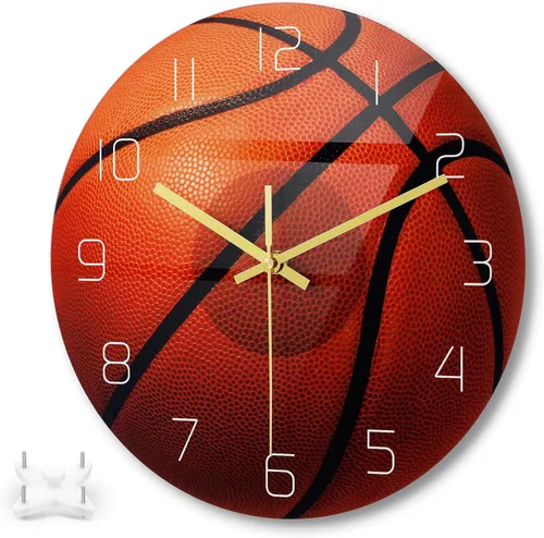 Miniatura 9 de Garneck Reloj de pared de baloncesto de 11.8 pulgadas, decorativo, acrílico, silencioso, para sala de estar, niños, dormitorio, estudio, decoración