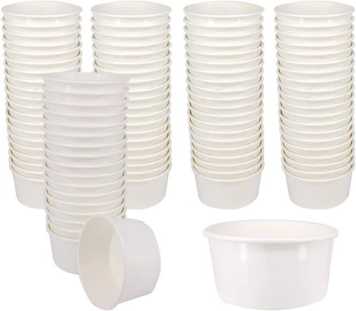 Miniatura 13 de 200 unidades, Tazas de papel para helado de 4 onzas, Tazas de yogur congelado, Cuencos de postre, Suministros para postre congelado (Blanco)