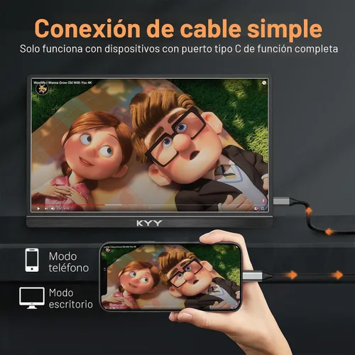 Miniatura 4 de KYY Monitor portátil de 15.6 pulgadas FHD 1080P USB C HDMI monitor de juegos ultra delgado pantalla IPS con cubierta inteligente y altavoces, Plug &