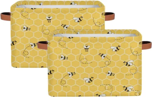 Miniatura 10 de Pardick Paquete de 2 cajas de almacenamiento plegables grandes para hierbas y flores silvestres, coloridas cajas de almacenamiento de tela de lona