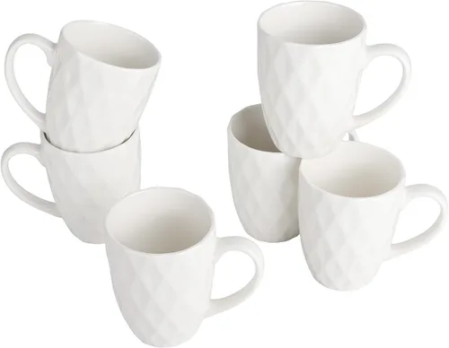 Miniatura 8 de Juego de tazas de café de cerámica blanca de 6 a 14 onzas con asa para café con leche, té caliente, capuchino, moca, cacao, microondas