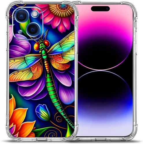 Miniatura 13 de Funda para iPhone 15, colorida mariposa flores protección contra caídas a prueba de golpes TPU cuerpo completo protector resistente a los arañazos