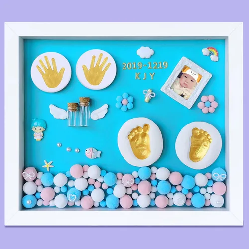 Miniatura 15 de MCstars Kit personalizado de mano y huella de bebé, pies de recuerdo y huellas de manos para recién nacidos, regalo para baby shower, Navidad