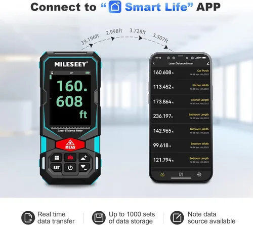 Miniatura 5 de Laser Measure, MiLESEEY Laser Distance Meter, Rechargeable Multifunctional Laser Measurement Tool with Pointfinder Camera,P2P Technology, Perfect