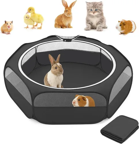 Miniatura 11 de Amakunft Caja de Cría 5 en 1 para Pollitos Pequeños Animales con Estera, Bebedero y Comedero Plegable Tienda de Juego para Pollos y Patos