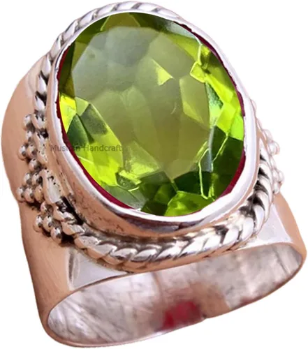 Miniatura 11 de Anillo de plata de ley 925 con piedras preciosas ovaladas auténticas, hecho a mano, hermoso regalo de Navidad para ella