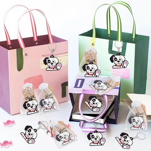 Miniatura 6 de CiciBear Paquete de 40 llaveros de perro irregular, decoración de fiesta para cachorros, animales de mascota, Let's Pawty, amante de los animales