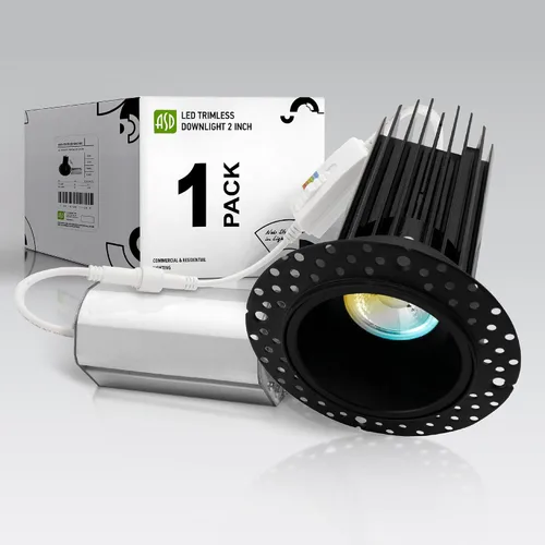 Miniatura 9 de ASD Trimless Gimbal - Iluminación LED empotrable de 2 pulgadas, 8 W 120 V, luz de techo direccional regulable ajustable con caja de conexión, 5 CCT