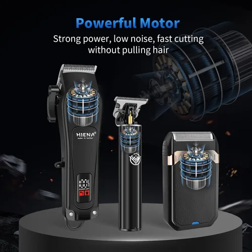 Miniatura 3 de HIENA PRO Juego de cortapelos profesional y kit de recortadora para hombres, cortadora de peluquería inalámbrica, afeitadora eléctrica de barba