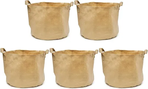 Miniatura 10 de 247Garden Paquete de 2 bolsas de cultivo de 200 galones/macetas de tela de aireación con asas (300 GSM, negro, 24A x 50D)