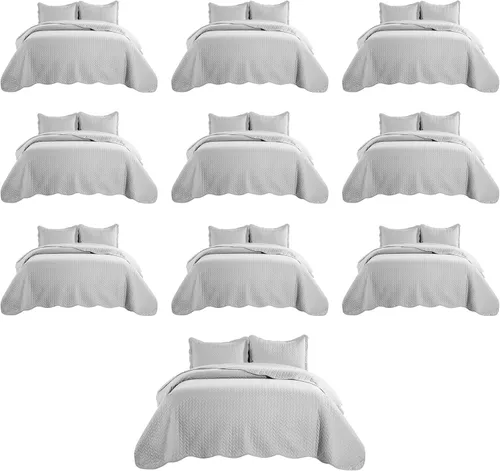 Miniatura 96 de MOONLIGHT20015 Paquete de 8 Colchas Tamaño King para Cama (106" x 96") - Venta al Por Mayor para Hoteles, Dormitorios de Huéspedes y Airbnbs - Gris