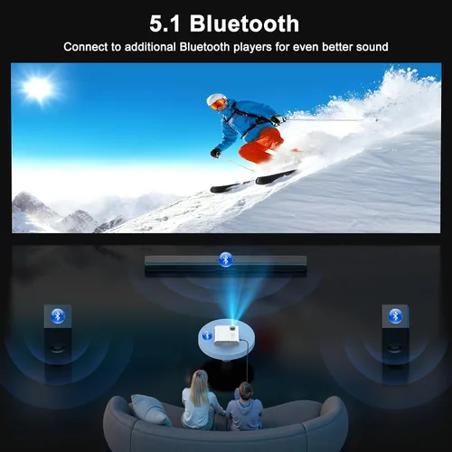 Miniatura 6 de Proyector inteligente ANSI 1500, proyector HOMPOW 4K con WiFi y Bluetooth, mini proyector, sistema de transmisión integrado, proyector