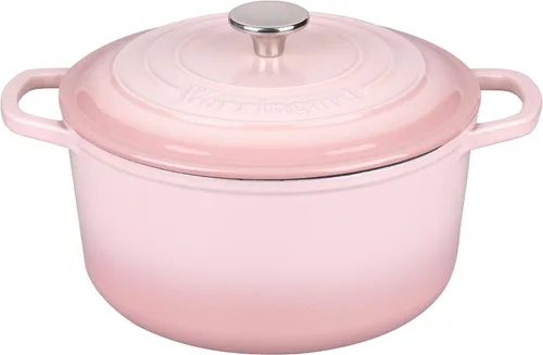 Miniatura 12 de VORRINGARD Olla de horno holandés de hierro fundido esmaltada con tapa, para hornear pan de masa madre, hornos holandeses redondos, 4.5 cuartos
