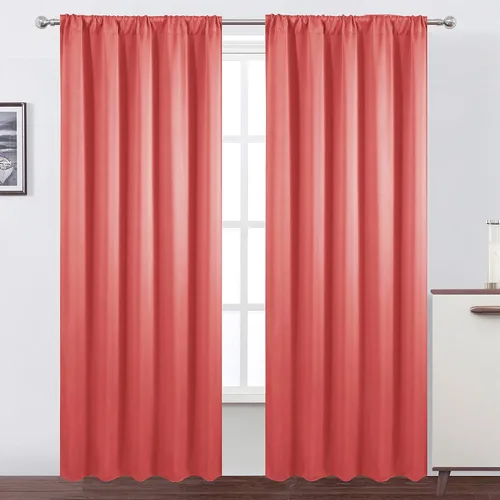 Miniatura 135 de LEMOMO Cortinas opacas negras para cocina, 42 x 45 pulgadas, juego de 2 paneles de cortinas opacas con bolsillo para cortinero para ventana pequeña