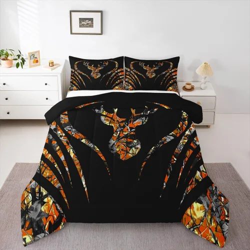 Miniatura 45 de Feelyou Juego de edredón de caza de patos para niñas y niños, edredón de patos de malardo, juego de ropa de cama de caza y pesca, juego de edredón