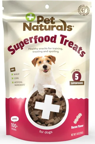Pet Naturals Superfood - Golosinas para perros con arándanos y col rizada, sin maíz, trigo o ingredientes artificiales, sabor tocino, 100