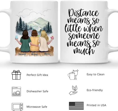 Miniatura 4 de Gossby Taza de Café Personalizada de Amistad - Regalo Personalizado de Larga Distancia para Mujeres Mejores Amigas con Diseño, Nombre - Navidad, 3