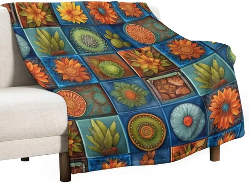 Miniatura 42 de Manta bohemia mexicana retro a rayas multicolor, manta bohemia étnica cálida de 30 x 40 pulgadas, suave manta de felpa mullida y acogedora manta