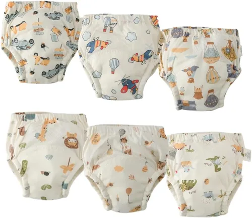 Miniatura 14 de Ropa interior de entrenamiento para bebé, algodón suave, absorbente, ropa interior de entrenamiento para bebés, niños y niñas, paquete de 6 Niño