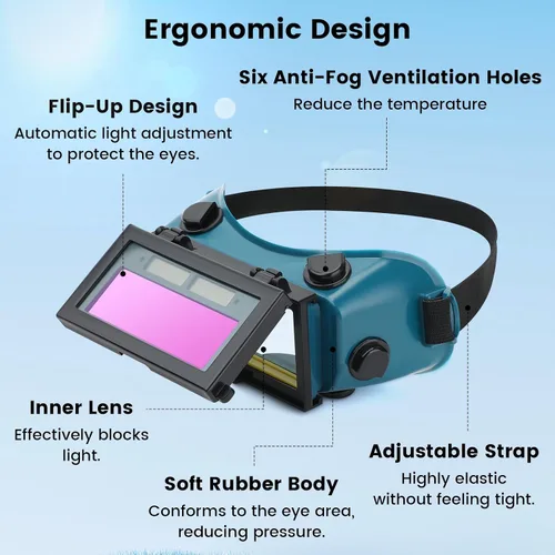 Miniatura 2 de Anteojos de soldadura con oscurecimiento automático y lentes interiores transparentes, casco de soldadura solar, gafas de soldador con lentes
