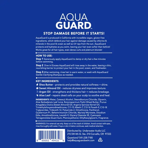 Miniatura 9 de AQUA GUARD Defensa del cabello antes de nadar Tamaño familiar, resultados familiares Previene daños por cloro + suaviza el cabello mientras