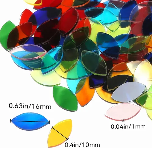 Miniatura 2 de Azulejos de mosaico de pétalos de 3.53 oz, azulejos de mosaico de vidrio de alta transparencia, pantalla hecha a mano para bricolaje, obras de arte