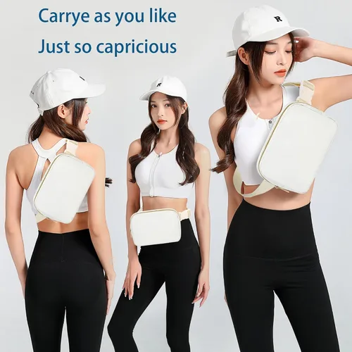 Miniatura 2 de TSINTOHU Riñonera cruzada con cinturón ajustable para mujeres y hombres, riñonera impermeable a la moda, correa ajustable para correr, caminar
