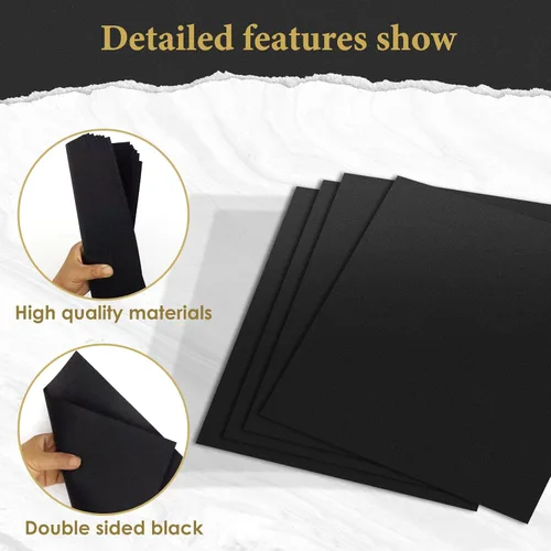 Miniatura 3 de RYKOMO 100 hojas de papel de cartulina negra de 8.5 x 11 pulgadas de grosor, cartulina de 75 libras, 200 GSM, papel negro pesado para invitaciones