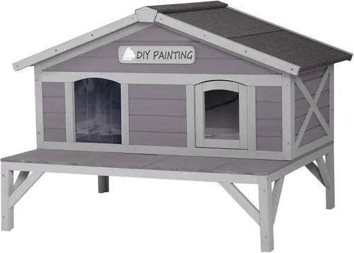 Miniatura 11 de GUTINNEEN Casa climatizada para gatos al aire libre para exteriores, resistente a la intemperie, aislada, refugio para gatos para invierno