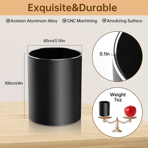 Miniatura 2 de Regalos cristianos, soporte de metal para bolígrafo, soporte de aluminio para escritorio, organizador de escritorio redondo y taza de lápiz negra