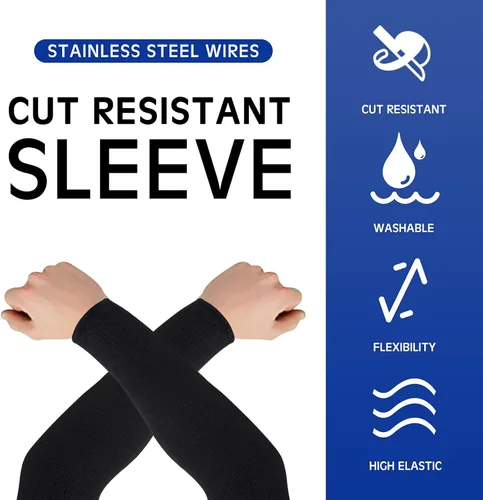 Miniatura 2 de Geyoga 2 pares de mangas protectoras de brazo para piel delgada y moretones, mangas protectoras resistentes a cortes para hombres y mujeres, Negro