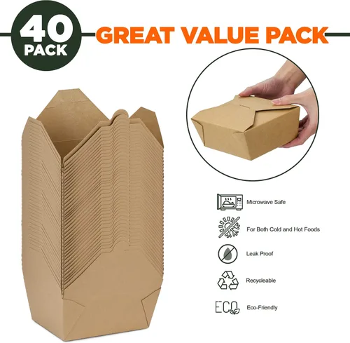 Miniatura 2 de Fit Meal Prep Cajas To Go de 48 onzas, recipientes de papel para llevar, cajas de comida desechables para almuerzo, aptas para microondas