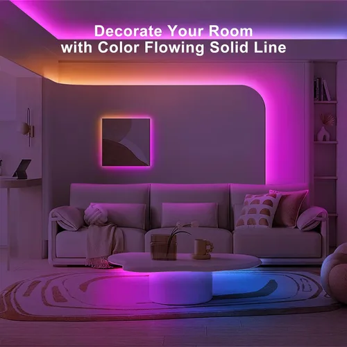 Miniatura 3 de Tatazone Tira de luz LED COB Bluetooth RGB+IC de 6.56 pies con aplicación, tira de luz COB de persecución, control segmentado, sincronización