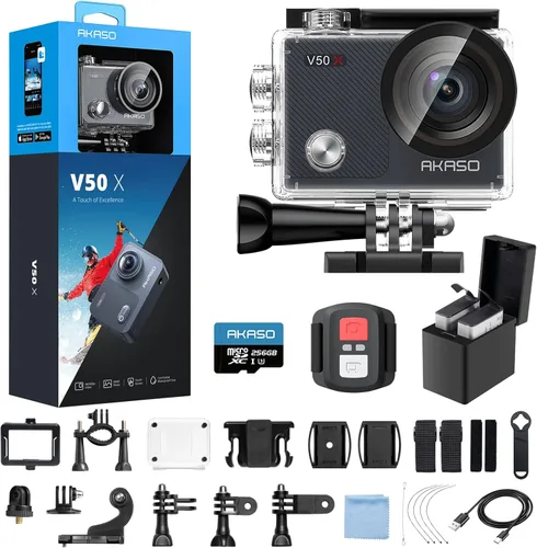 Miniatura 12 de AKASO V50X. Cámara de acción WiFi nativa 4K30fps con pantalla táctil EIS 4X Zoom, resistente al agua hasta 40 metros, soporte para cámara