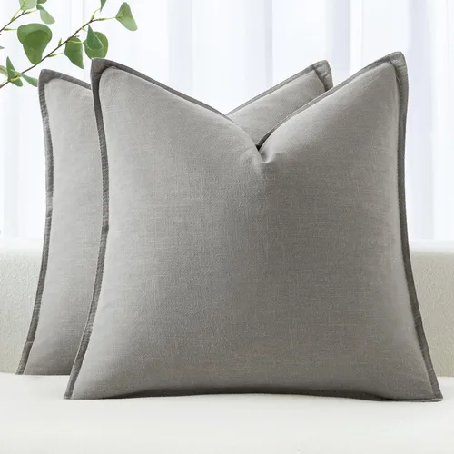 Miniatura 30 de MIULEE - Juego de 2 fundas de almohada decorativas de lino, estilo bohemio, rústico, neutral, para sofá, cama, 16 x 16 pulgadas, color marrón