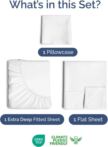 Miniatura 2 de Sábanas individuales de bolsillo extra profundo, sábanas transpirables y refrescantes de 3 piezas, juego de sábanas de lujo para hotel, suaves, sin