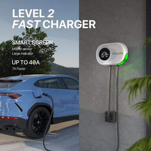 Miniatura 3 de Cargador eléctrico de nivel 2 de 40 A, cargador eléctrico inteligente para el hogar, pantalla activada por movimiento, 240 V con enchufe NEMA 14-50