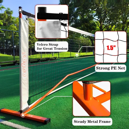 Miniatura 7 de Portable Pickleball Net Set, 22FT Regularion Size Pickle Ball Net with Paddles Set, Outdoor Pickleballs and Carry Bag, Easy Setup for Indoor, Naranja