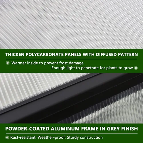 Miniatura 2 de MUPATER Invernadero de 6 x 10 pies para exteriores, invernadero de policarbonato resistente, kit de casa verde de aluminio con puerta con cerradura