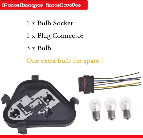Miniatura 3 de Panel de Enchufe de Bombilla de Luz Trasera Izquierda del Conductor y Conector de Enchufe y Tres Bombillas 63217313043 Compatible con BMW Serie 3