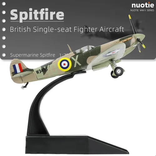 Miniatura 6 de NUOTIE Modelo Spitfire Fighter a escala 1/72, modelo legendario de combate de la Segunda Guerra Mundial, modelos de avión de metal fundido a presión