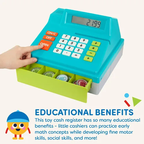 Miniatura 2 de Battat Caja registradora de juguete para niños, niños pequeños - 48 piezas con dinero de juguete, tarjeta de crédito - Juego de simulación - Más