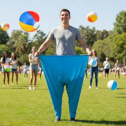 Miniatura 4 de Juego de 12 pantalones de abuela para patio – Juego gigante de fiesta al aire libre con 2 pantalones grandes, 8 bolas inflables y 2 bombas